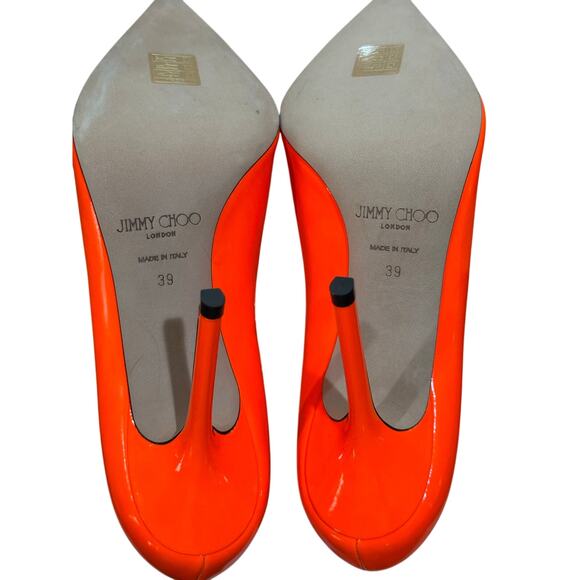 Jimmy Choo Love 100 Neon Orange Patent Leather Pumps Size 39 EU - Picture 12 of 12